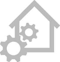 house icon with two gears