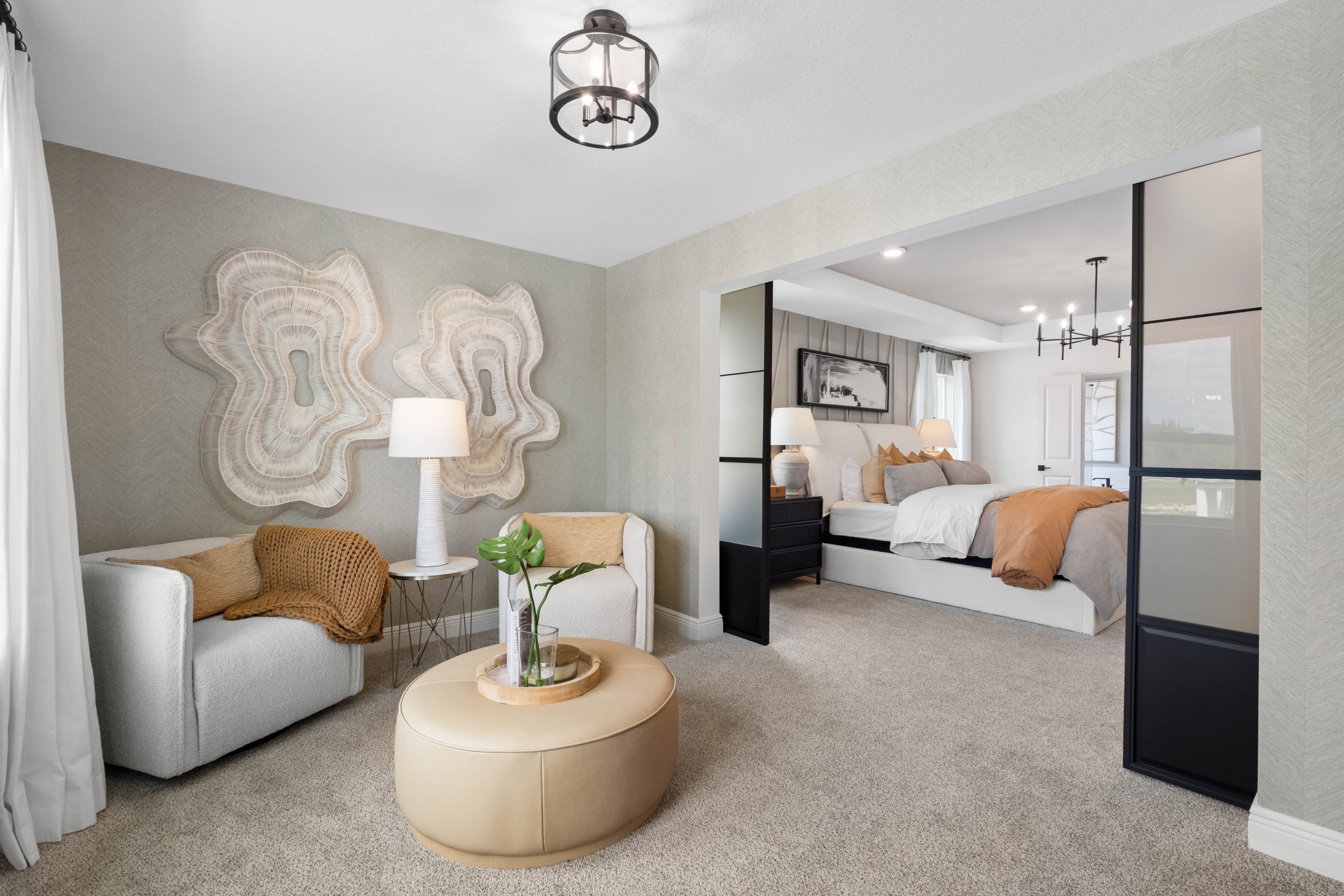 large bedroom with access to the sitting room