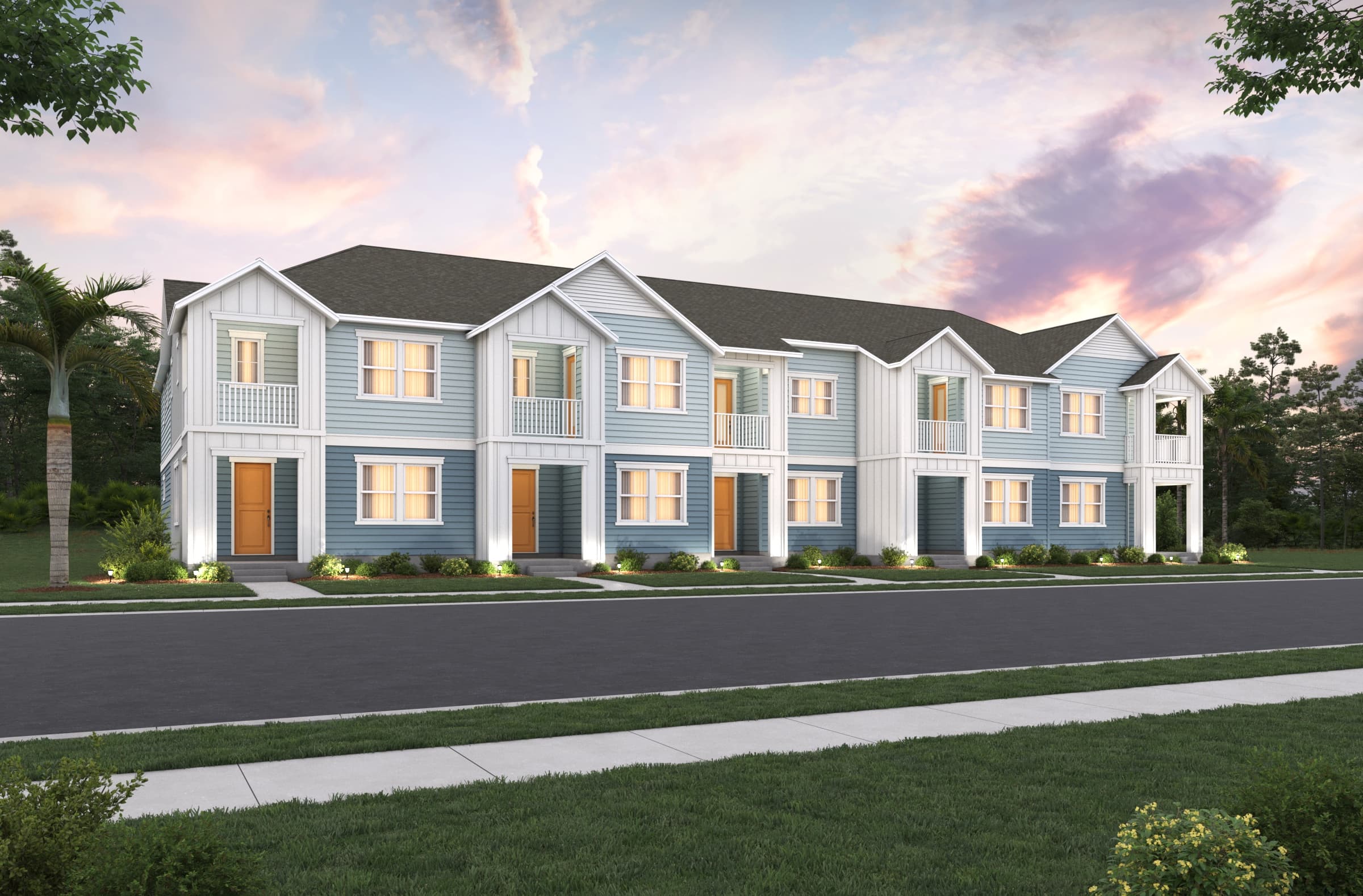 front exterior rendering of townhomes 