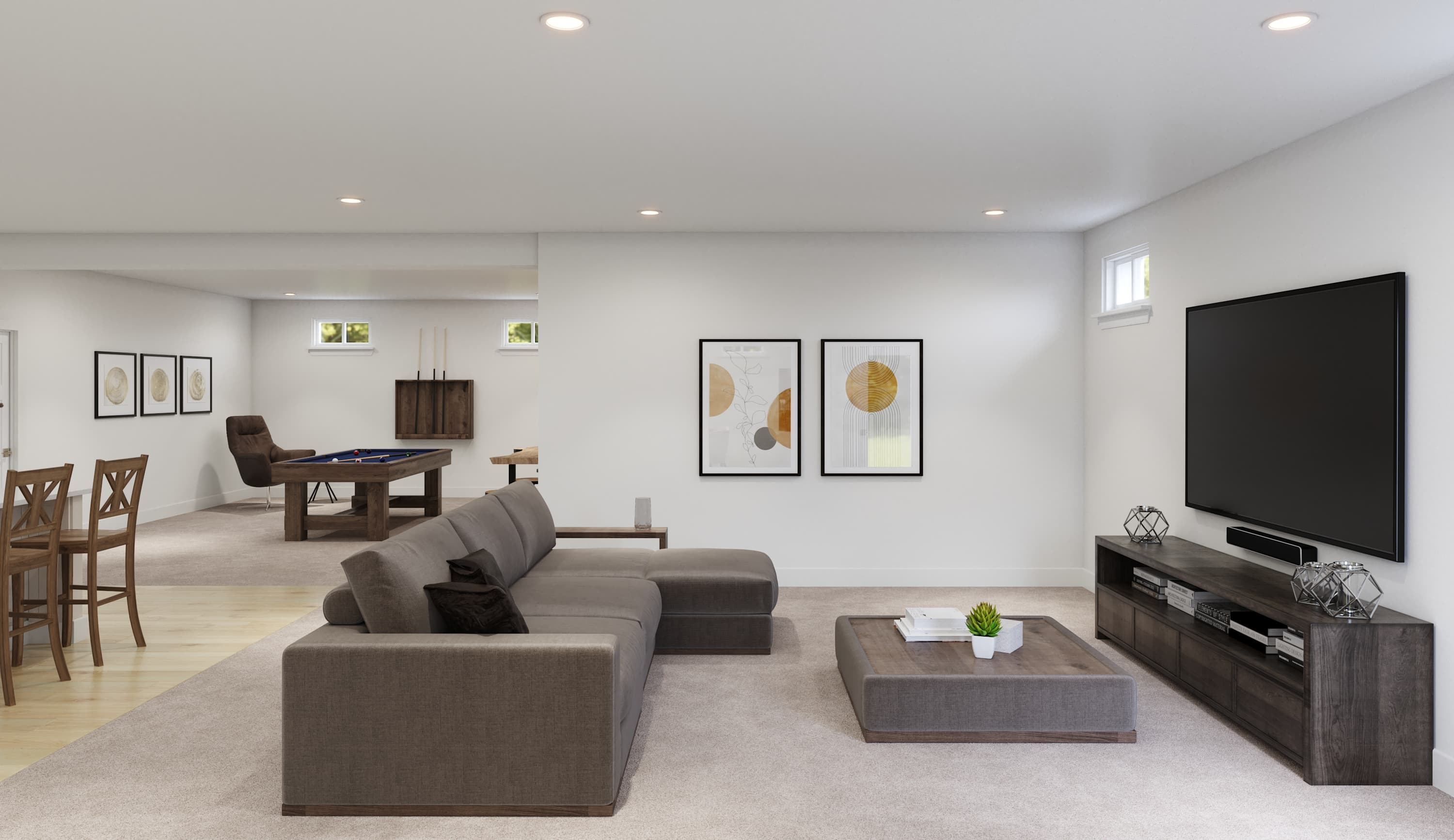 recreation room with chairs and tv