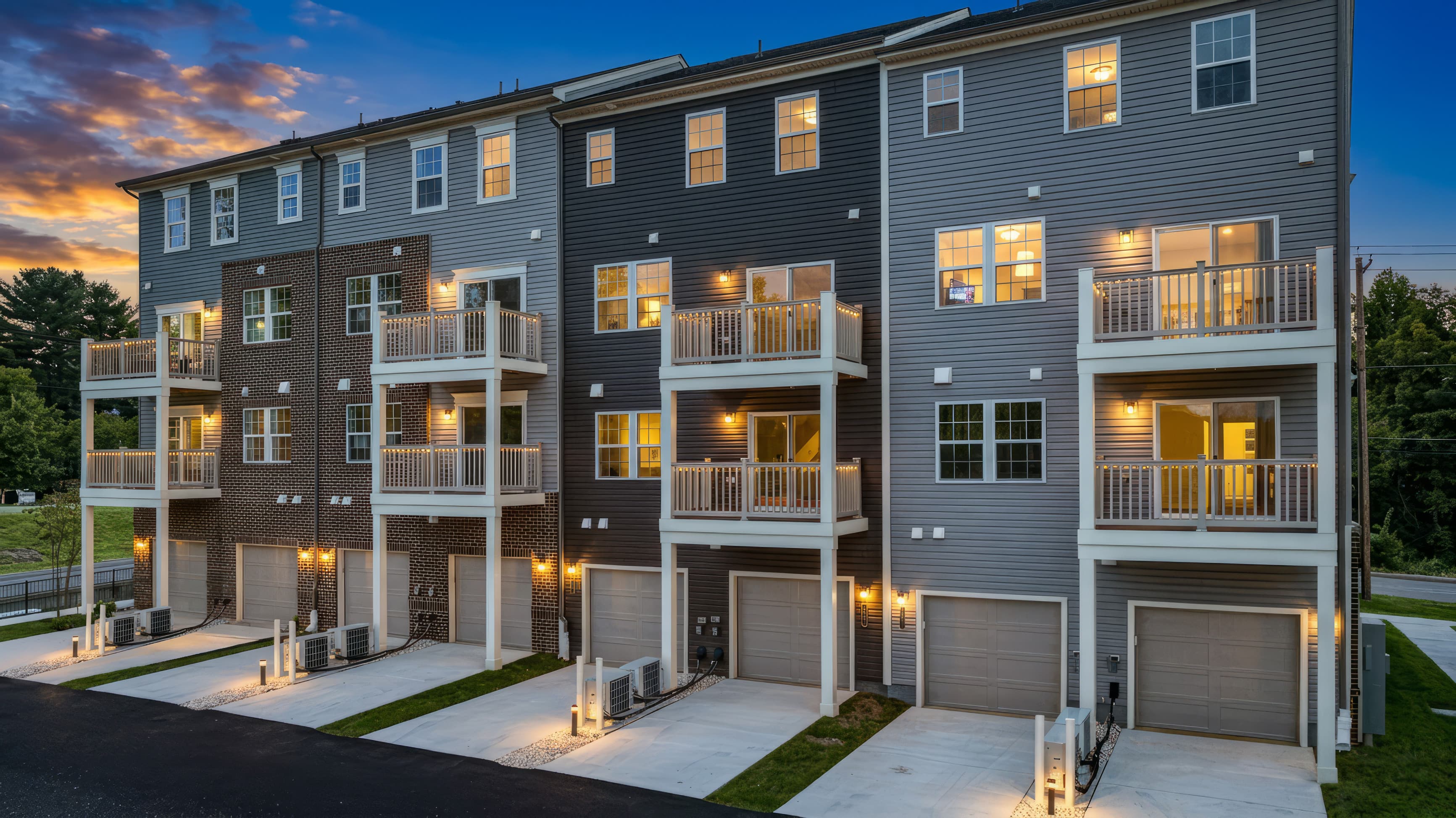 rear view of the 2-story condos