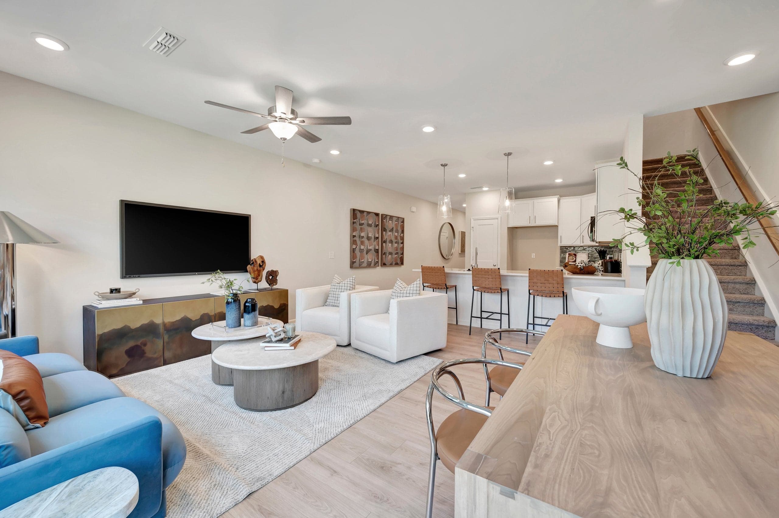great room with a mounted television