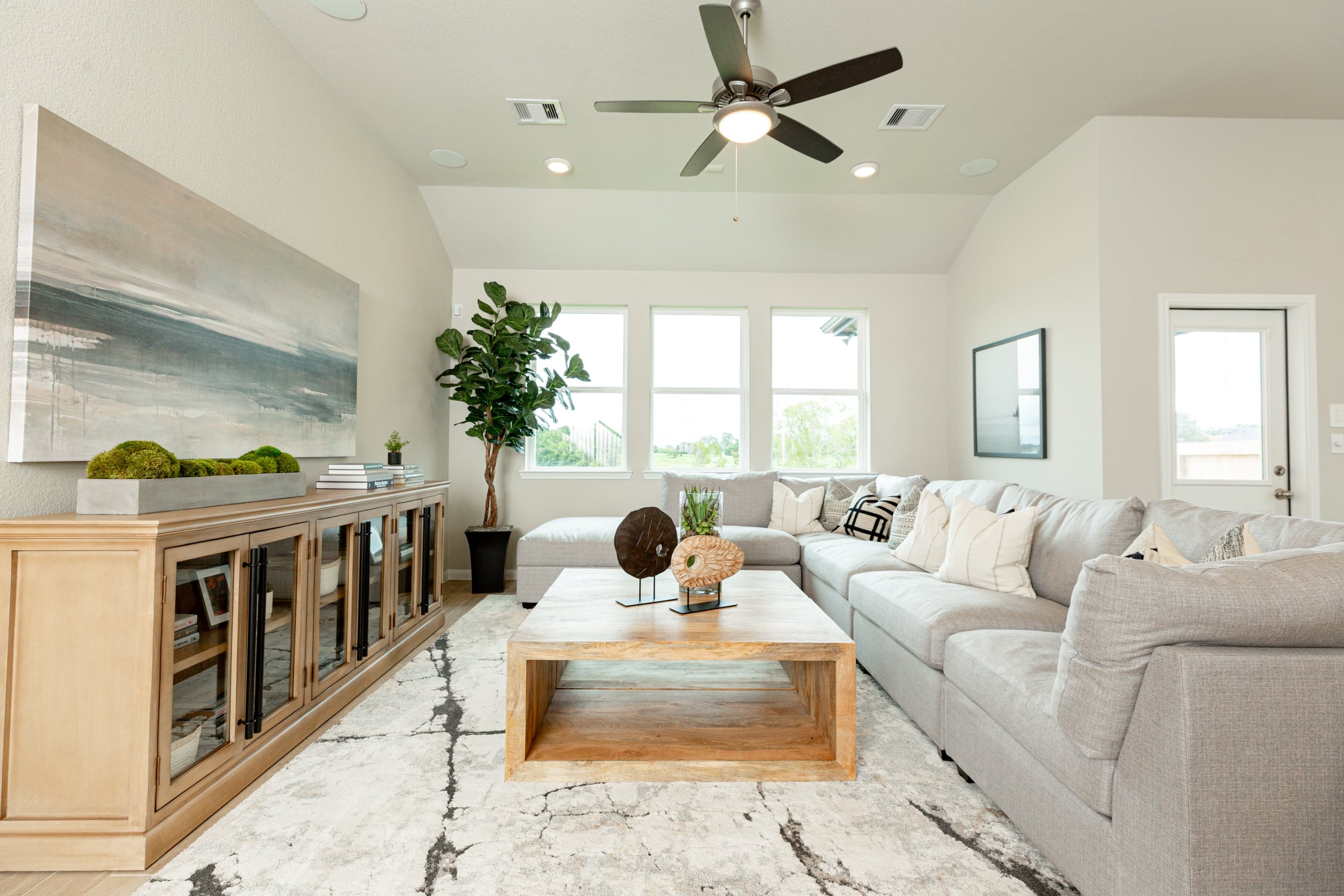 open great room with windows