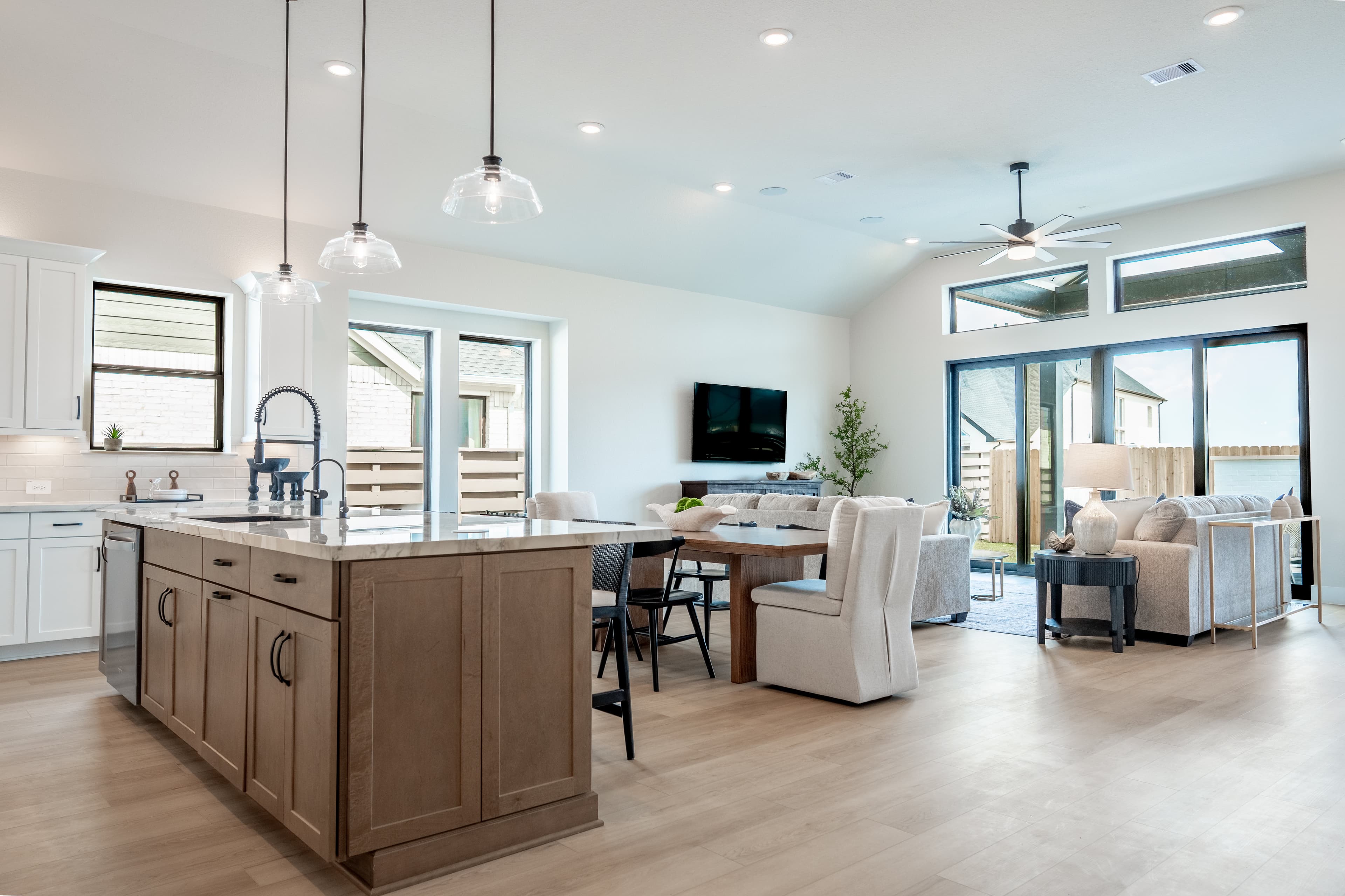 open great room with hardwood flooring
