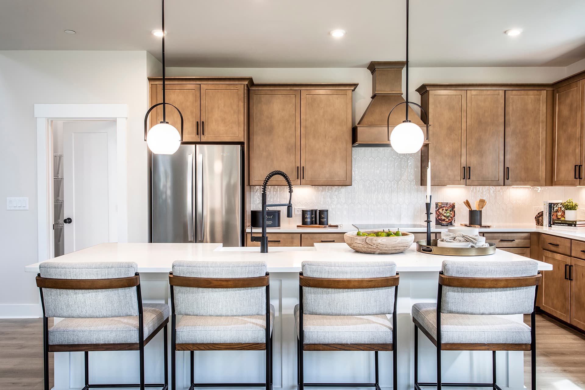 kitchen with center island and wood cabinets