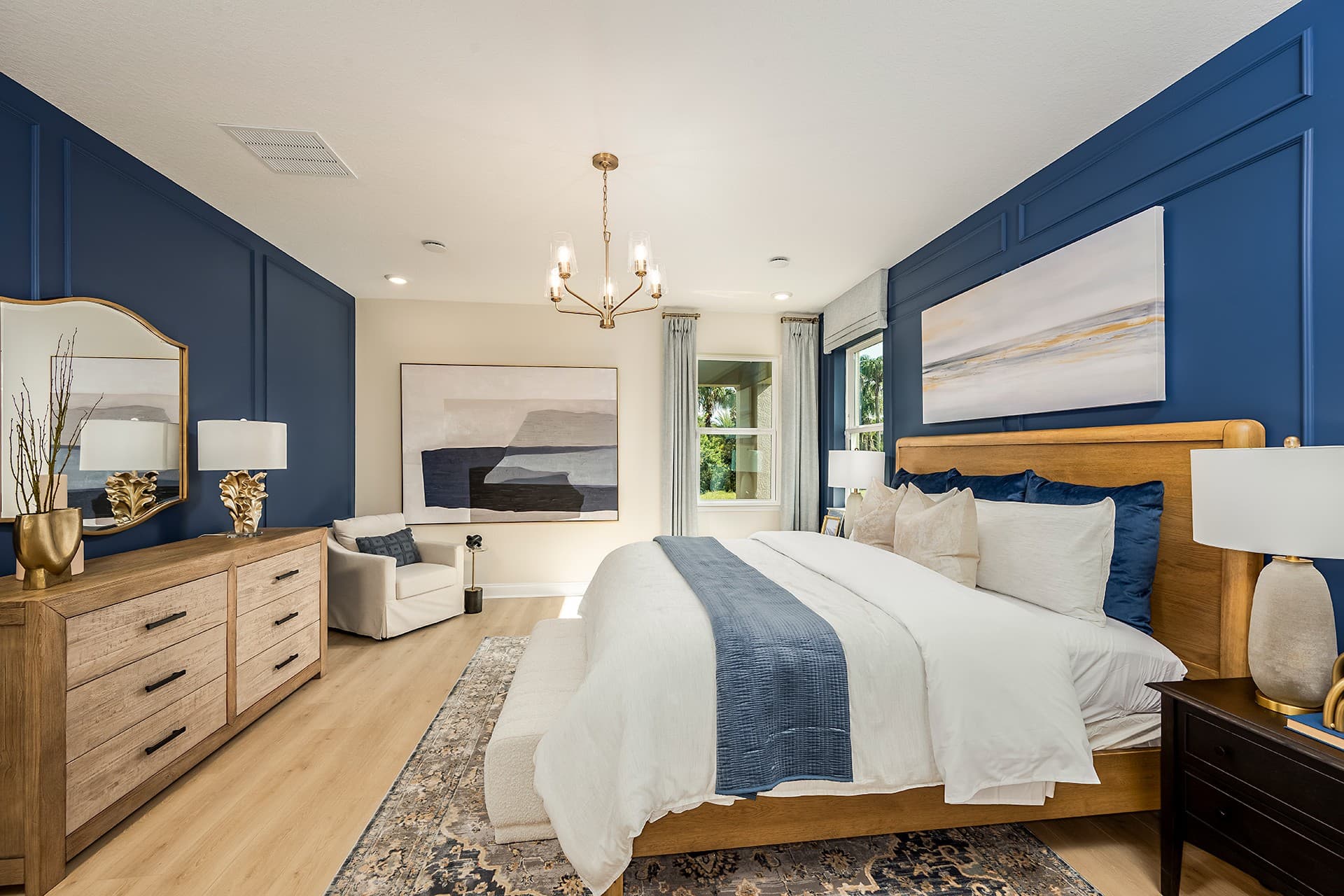 primary bedroom with large windows
