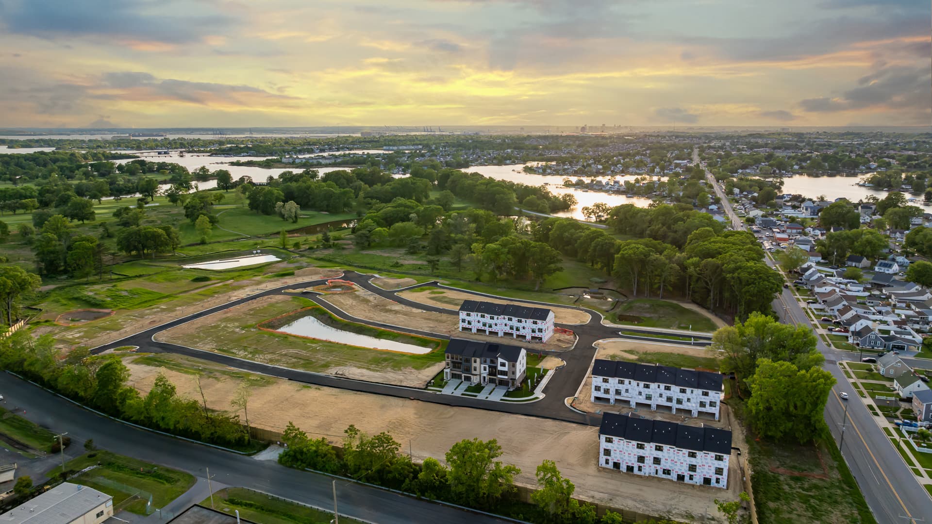 aerial view of the community and it's progress