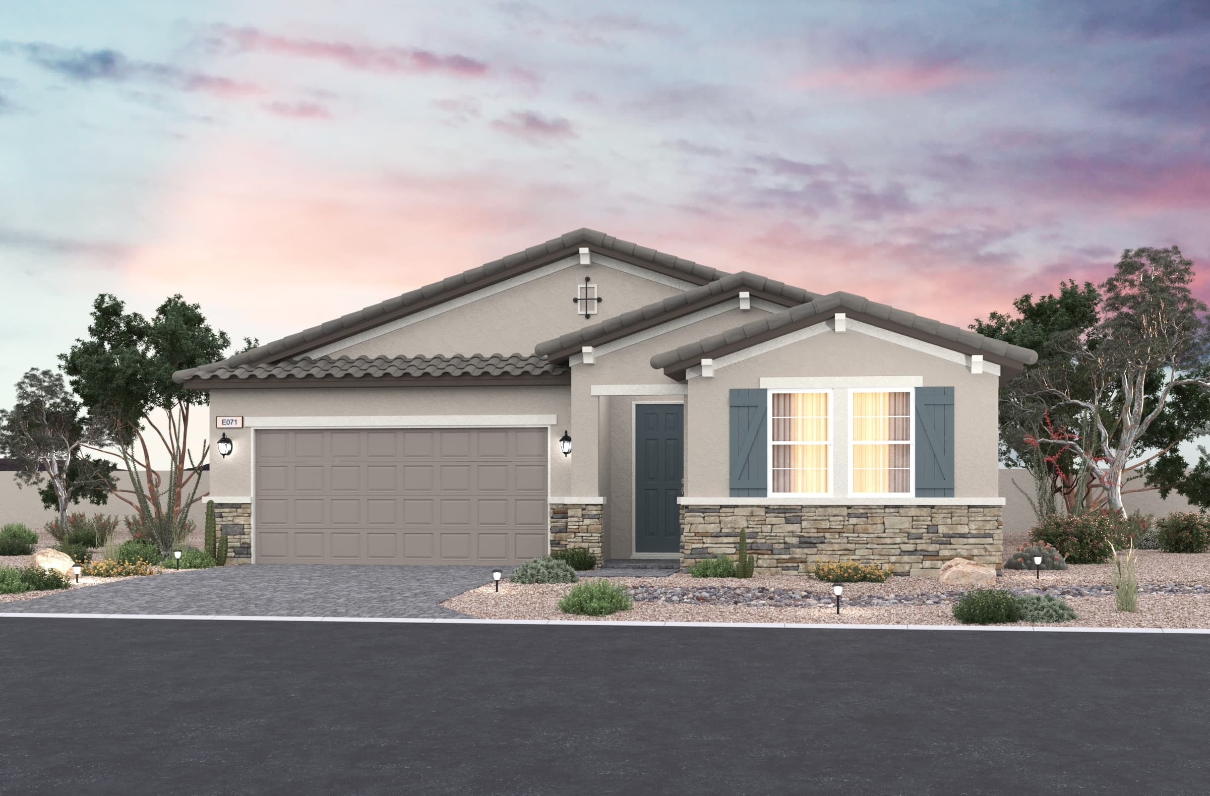 tuscan exterior with desert landscaping