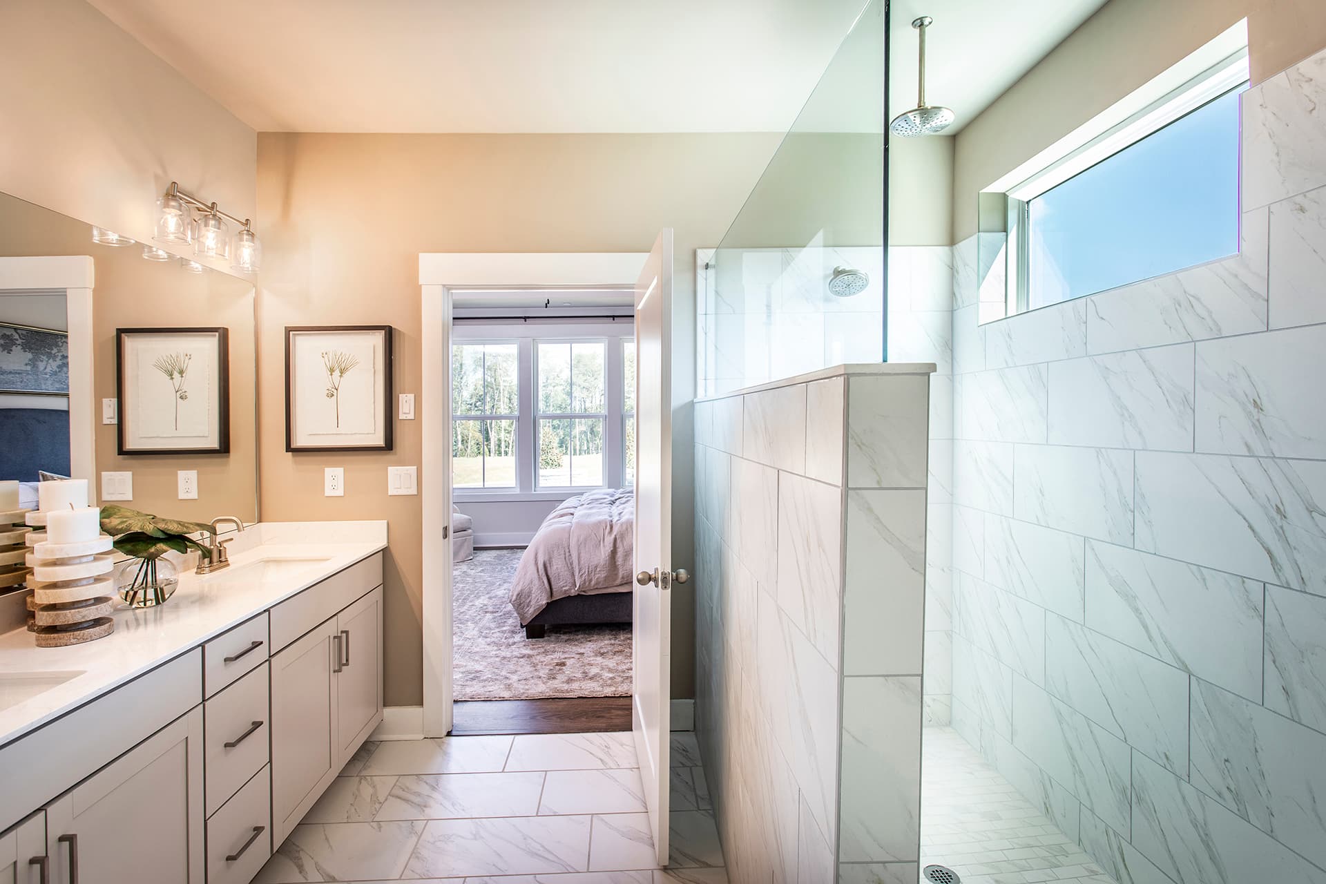 primary bathroom with large walk-in shower