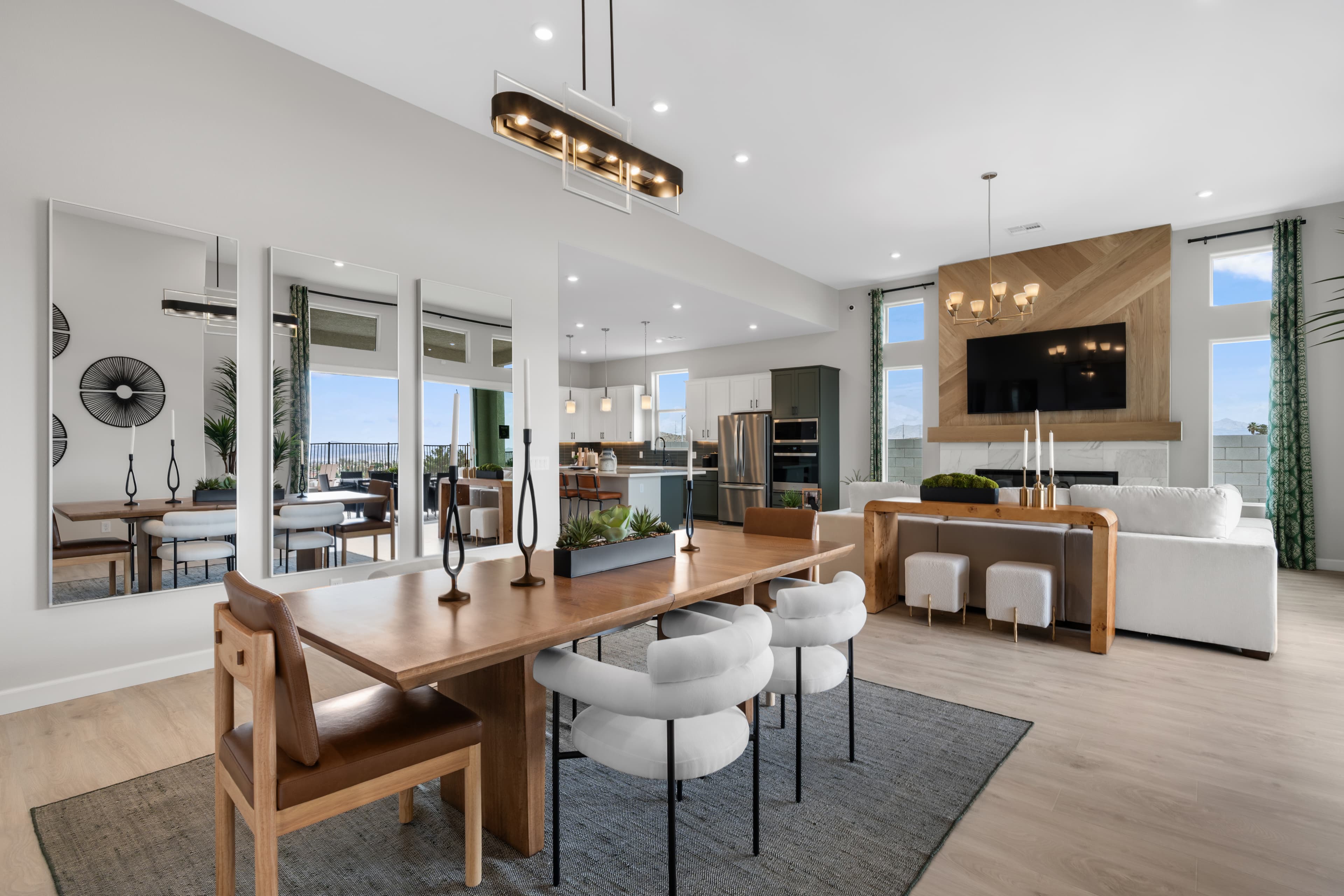 bright dining area and light-filled great room 