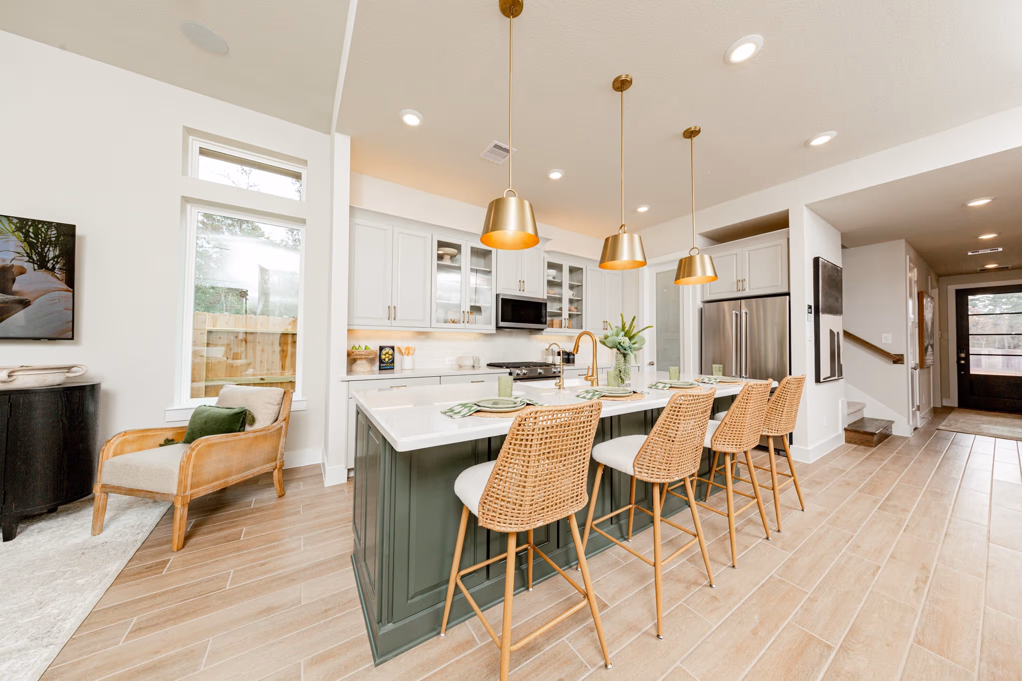 open kitchen with hardwood flooring