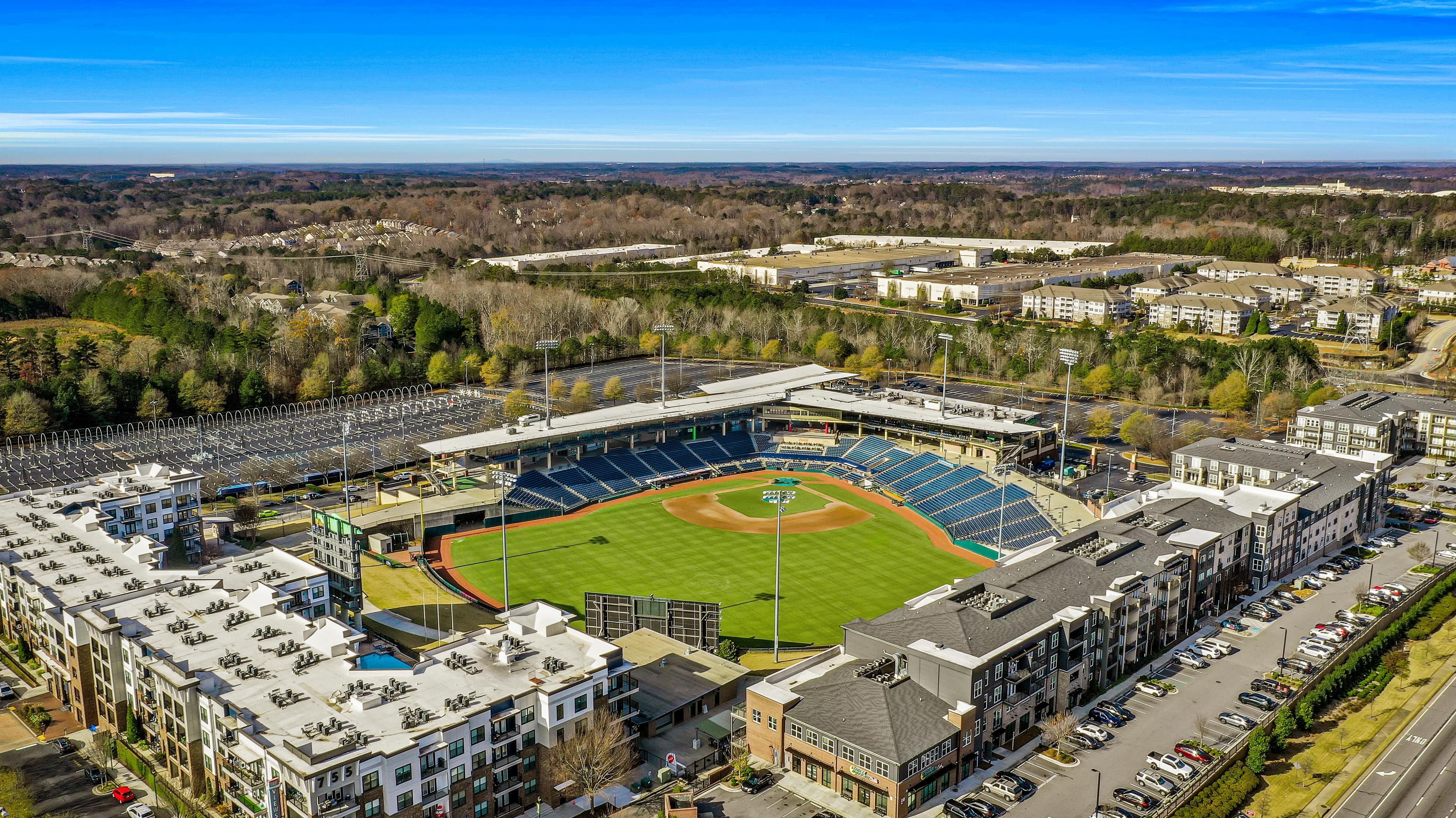 drone shot of coolray field for gwinnett stripers