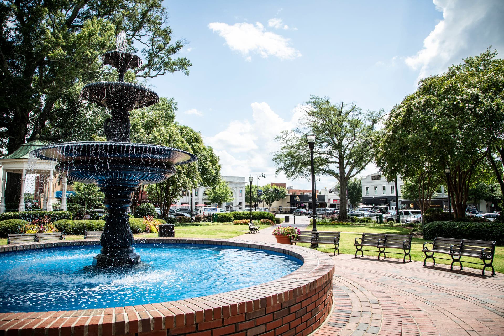 marietta square in the park with water fountain