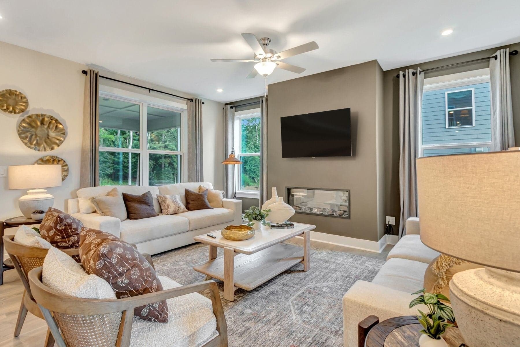 great room with a mounted television