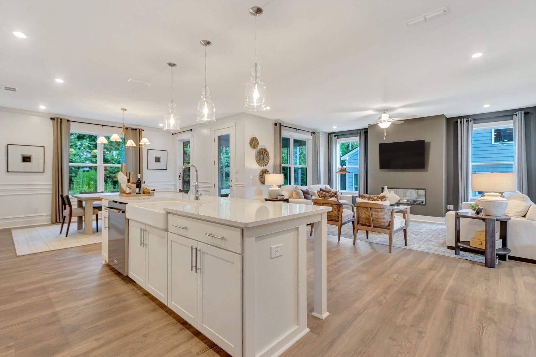 kitchen with an island with a sink