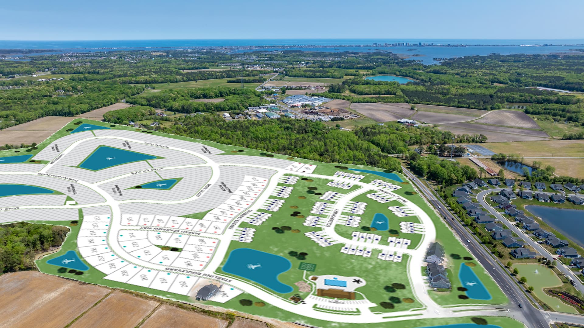aerial view of the community with the sitemap over it