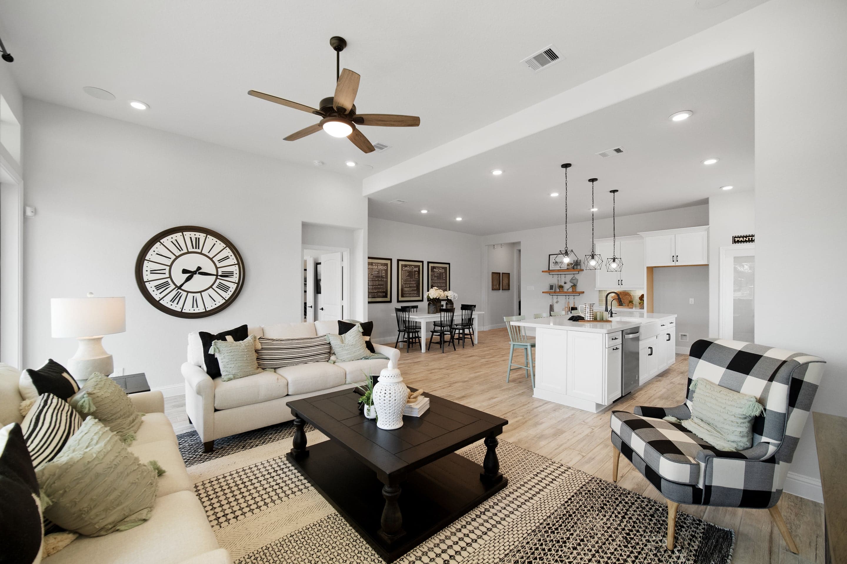 great room with windows