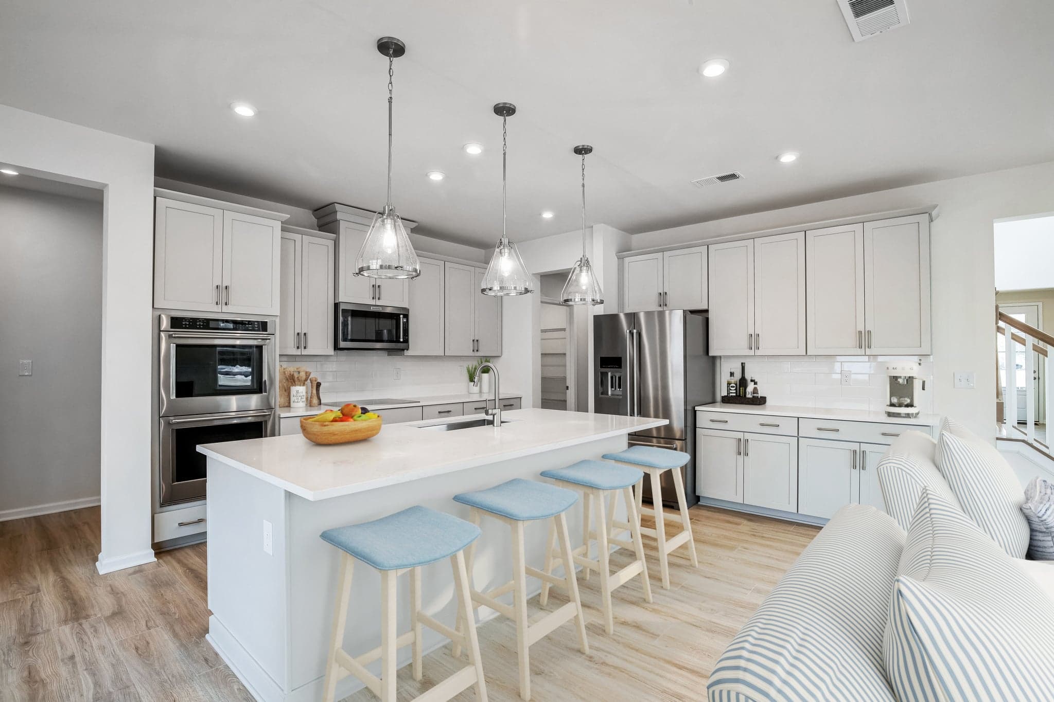 kitchen in white with a center island