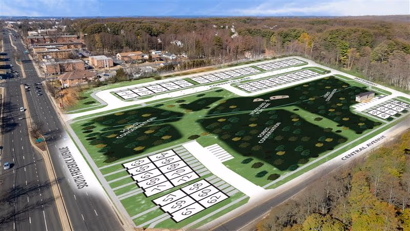 aerial view of the community with a sitemap on top