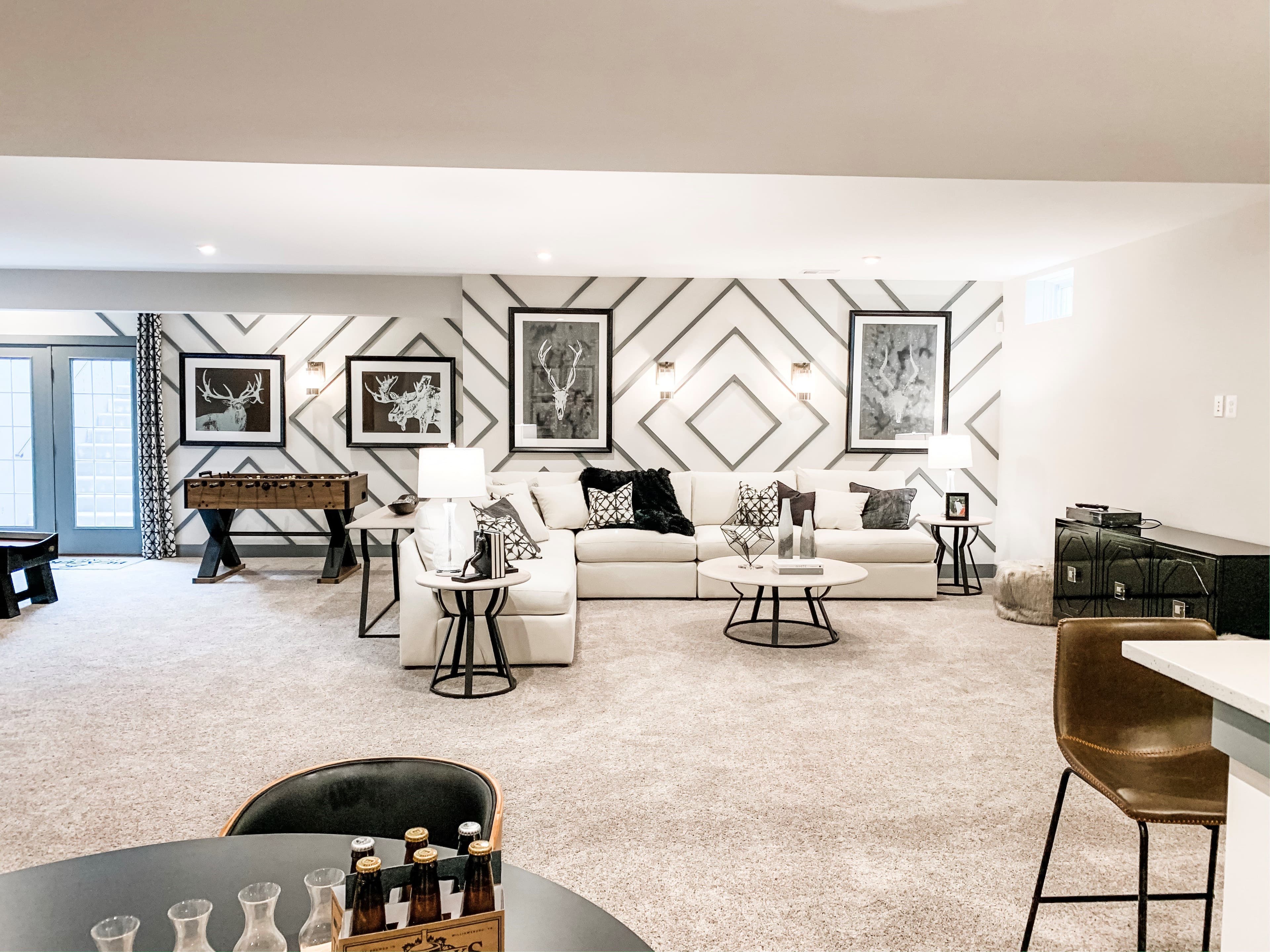 recreation room with a sectional sofa