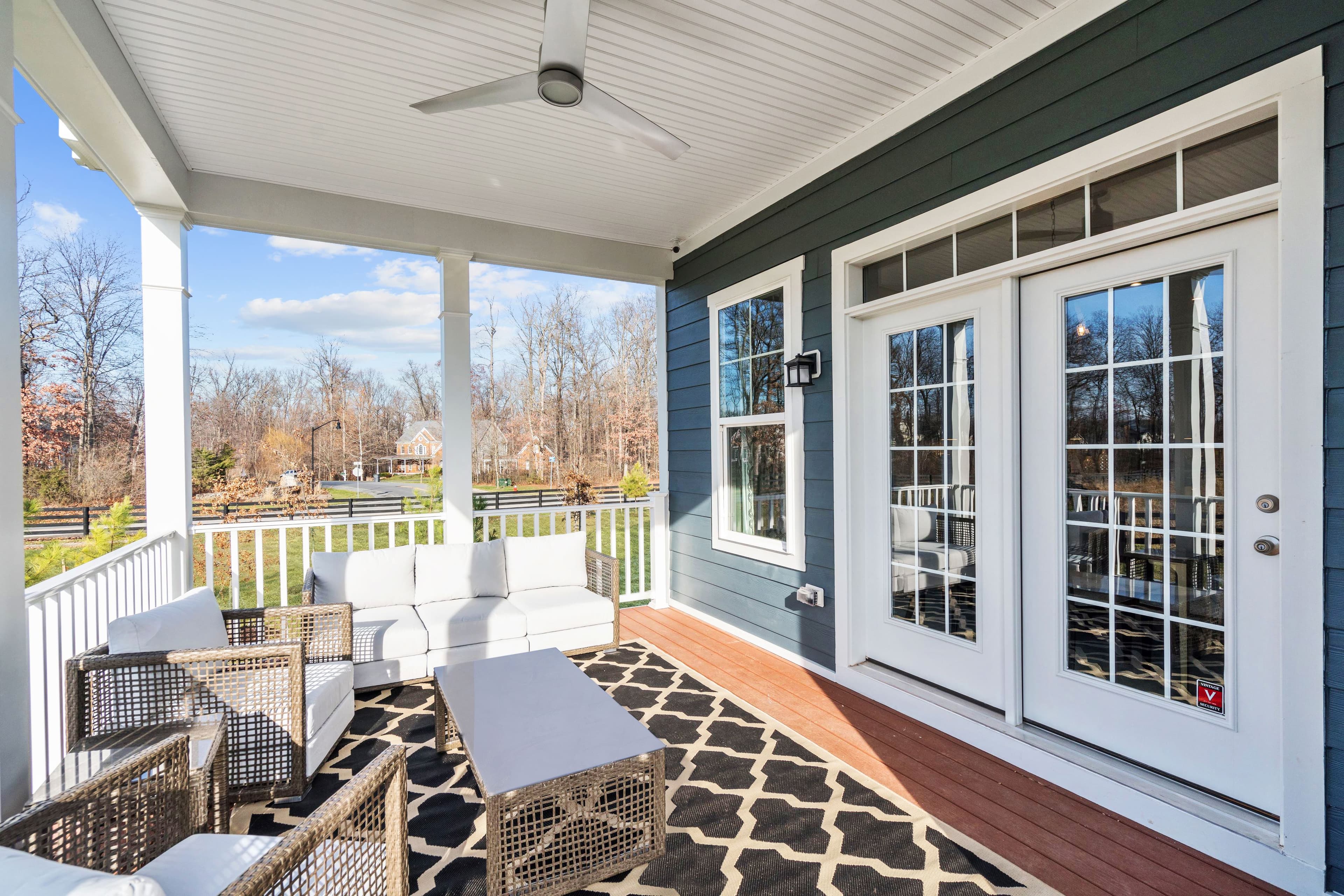 covered porch with access to the breakfast area