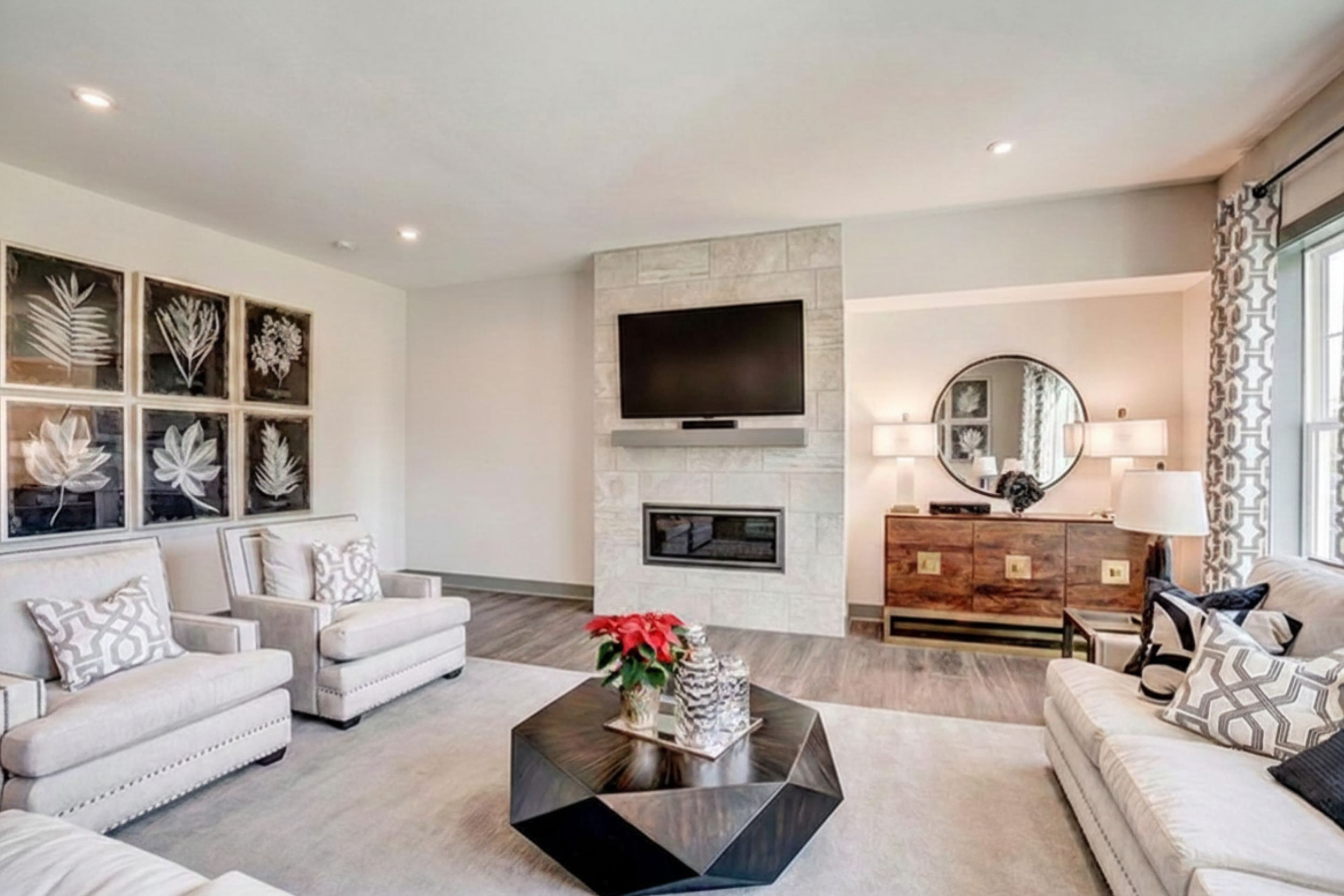 great room with a fireplace