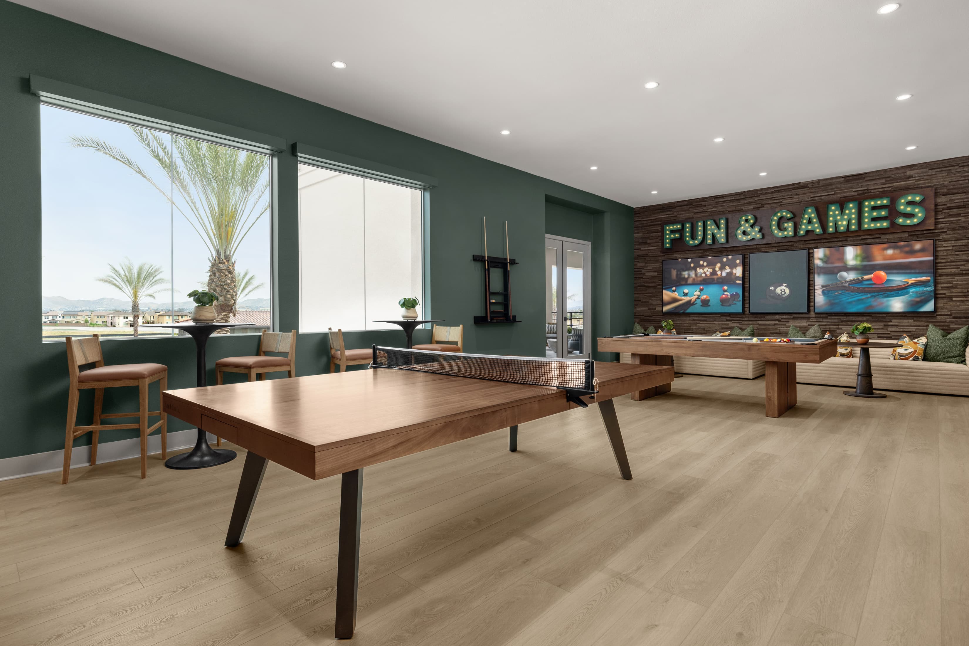 game room with table tennis and pool table