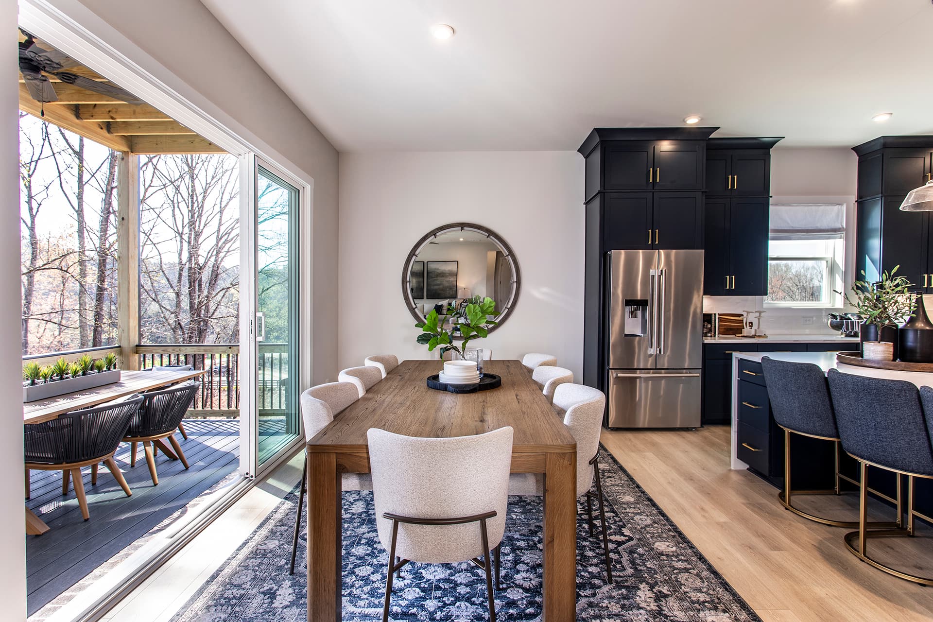 dining room with seating for 8 and hard-surface flooring