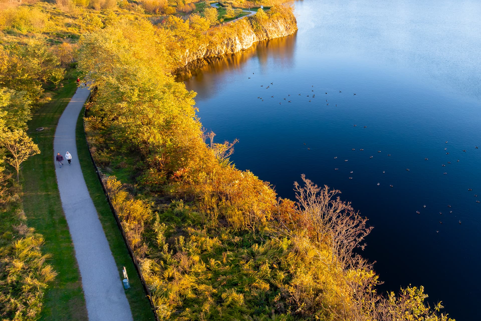 quarry lake and walking trail around it