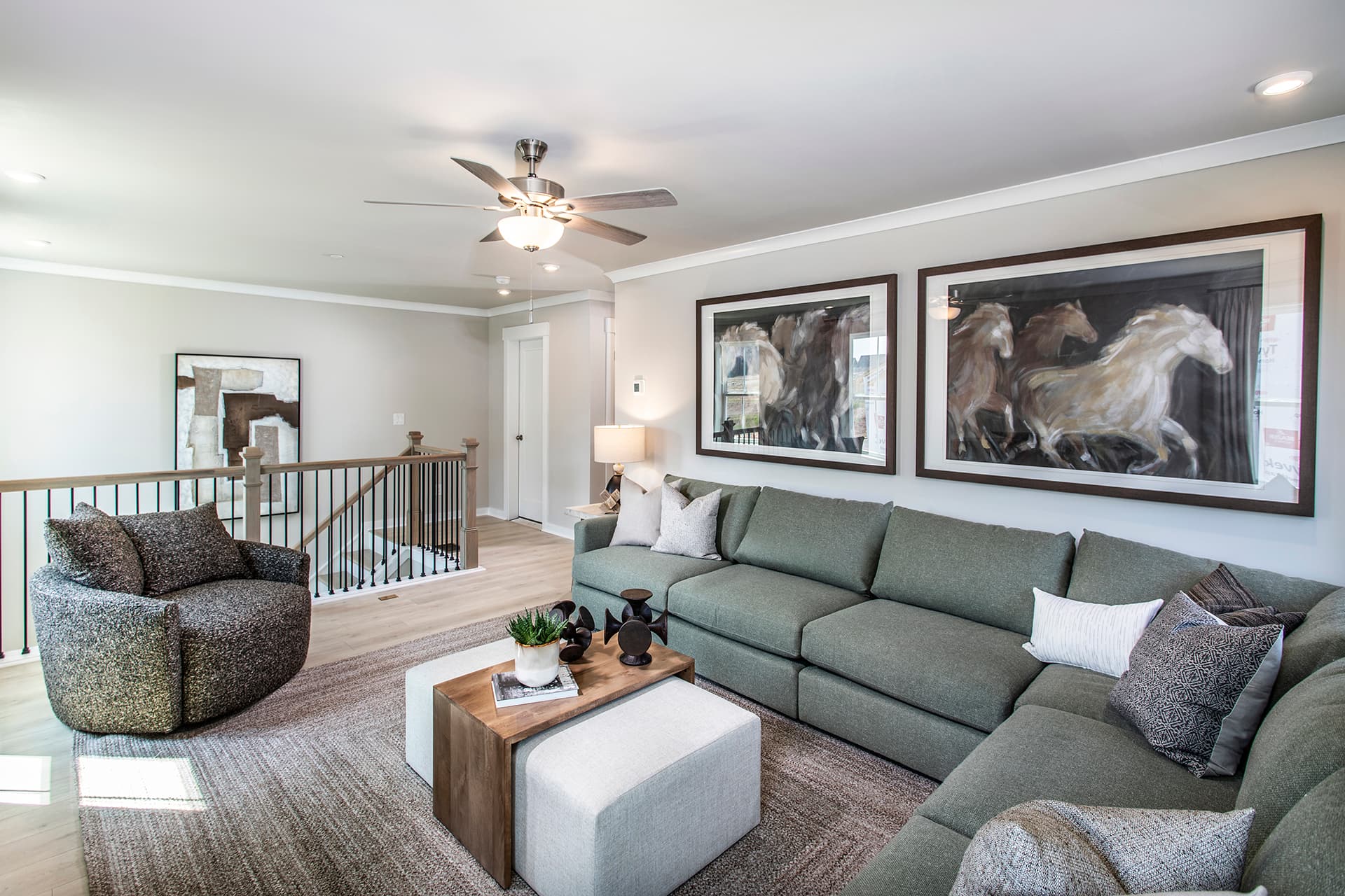 loft with hard-surface flooring and media room set-up